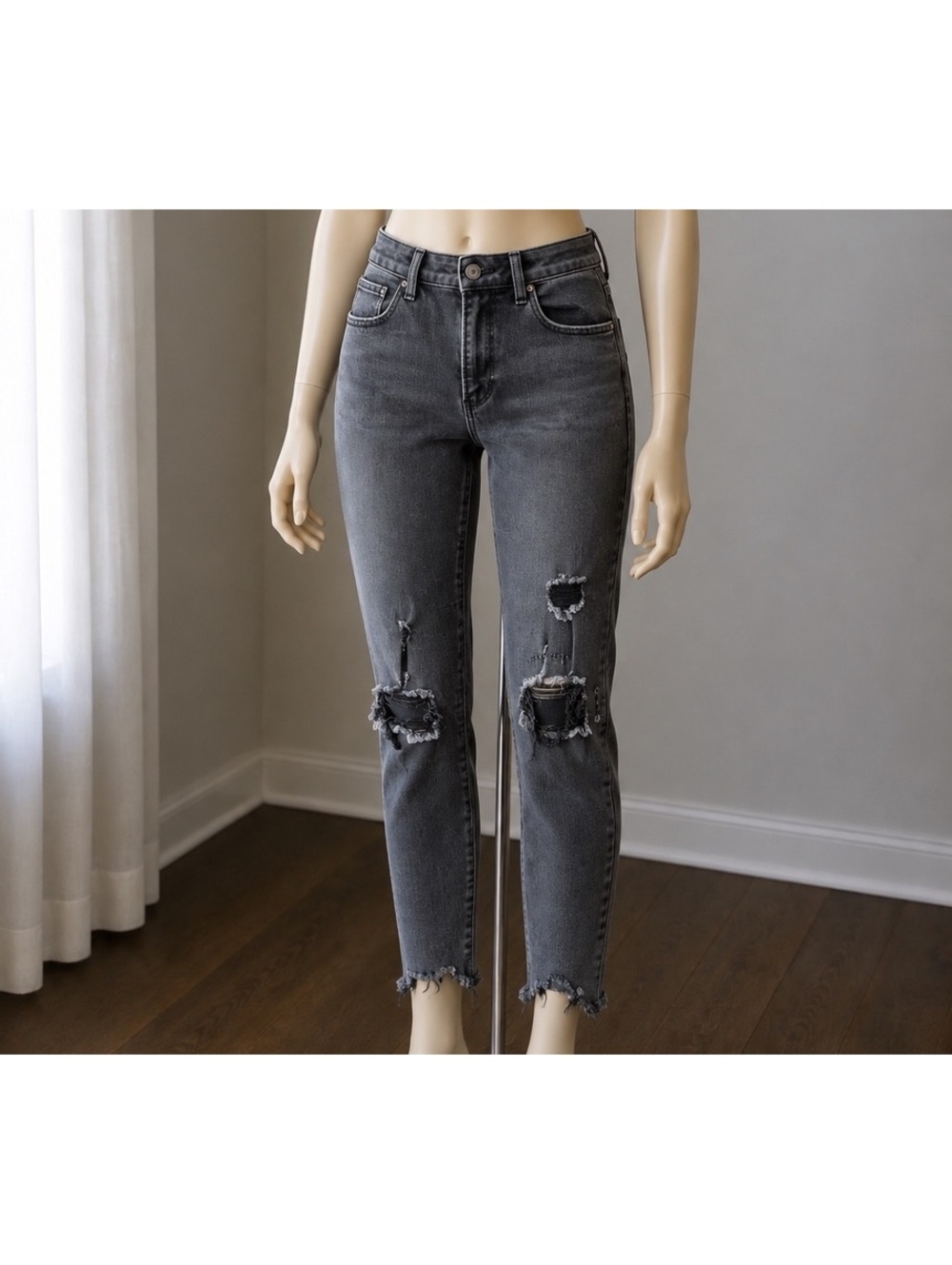 Abercrombie & Fitch Curve Love Jeans 31 12R High Rise Skinny Distressed Black